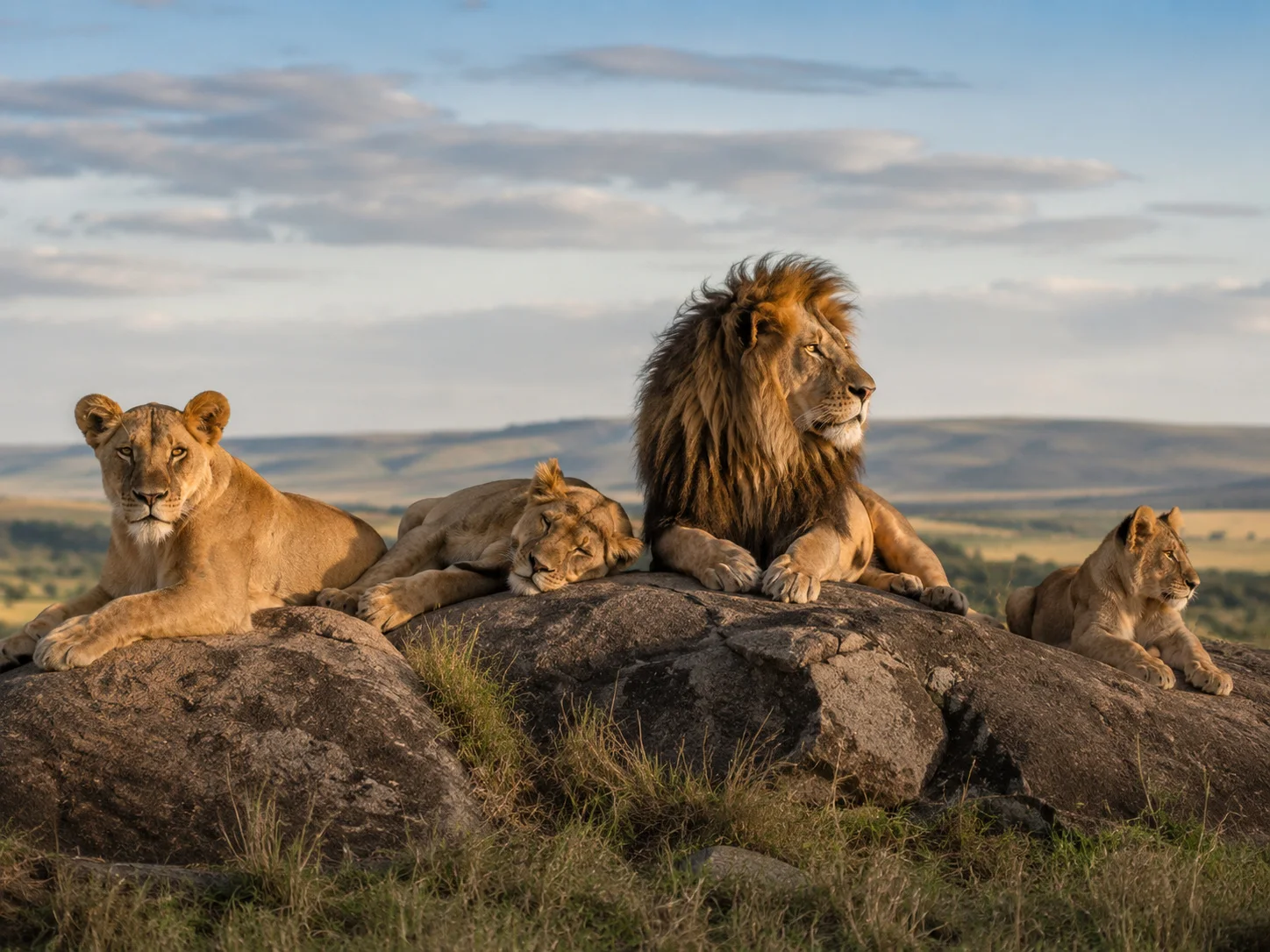 Serengeti kopje lions