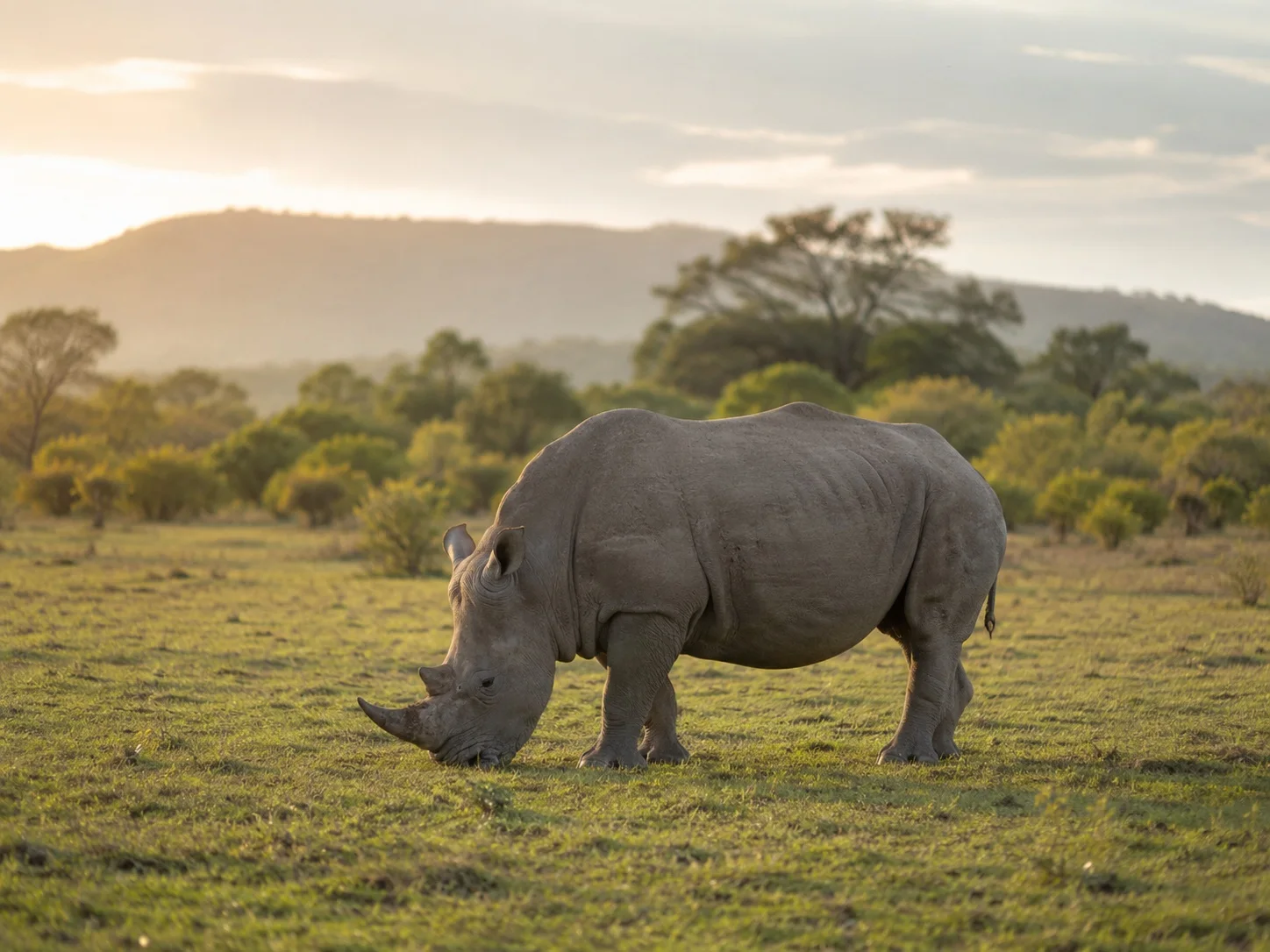 White rhino grazing