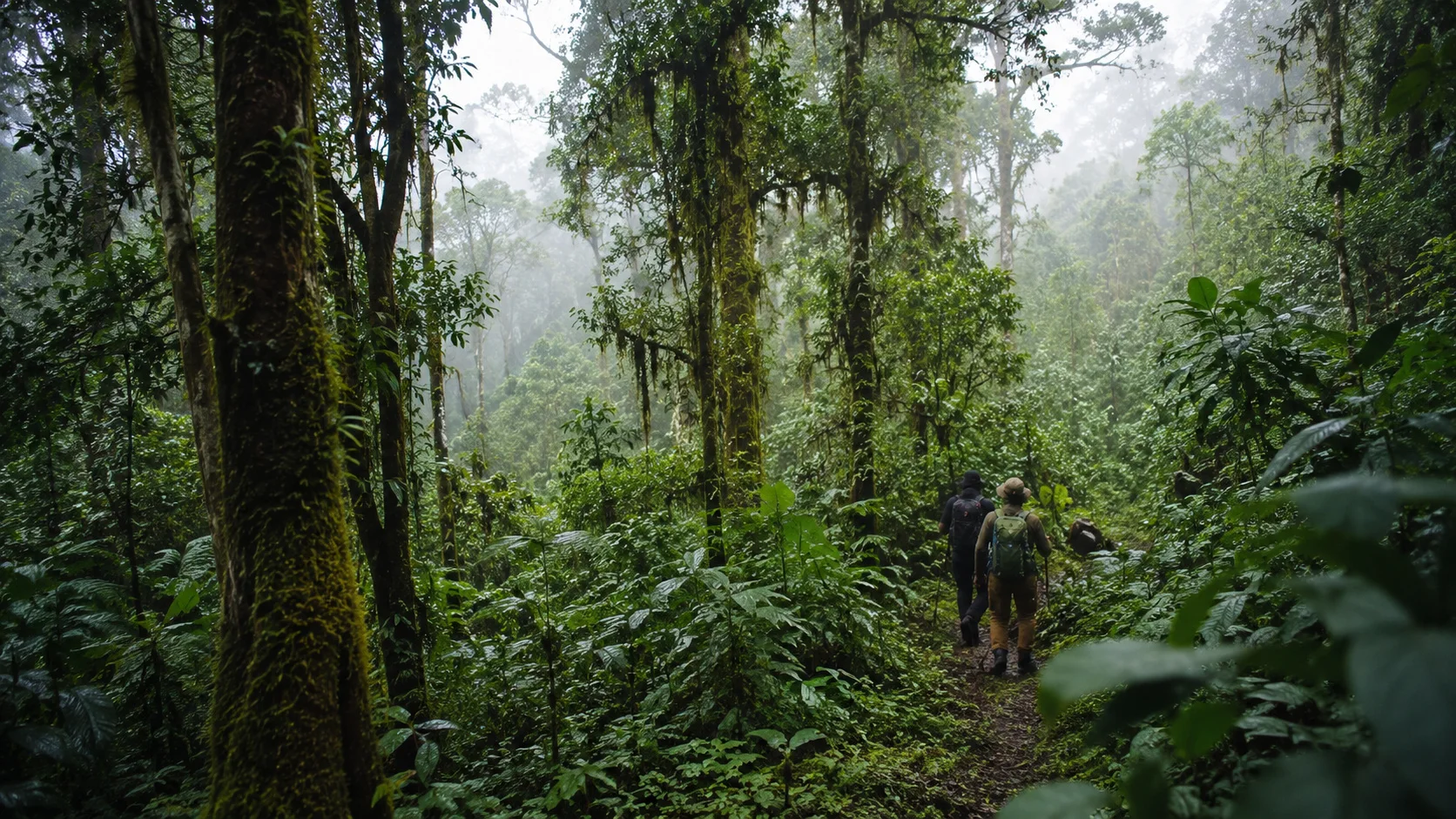 Misty gorilla forest